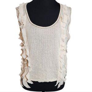 Zara Cream Ruffle Trim Tank Top